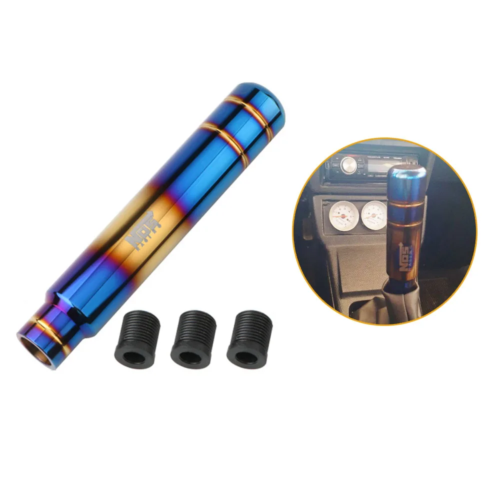 

NOS Raing рукоятка рычага переключения передач Стандартная головка для универсального 9 см 13 см 18 см сгоревший синий стиль золотой алюминиевый сплав