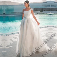 gabriellar bling one shoulder wedding dress princess zipper exquisite appliques sleeveless mopping gown vestido de novia 2022