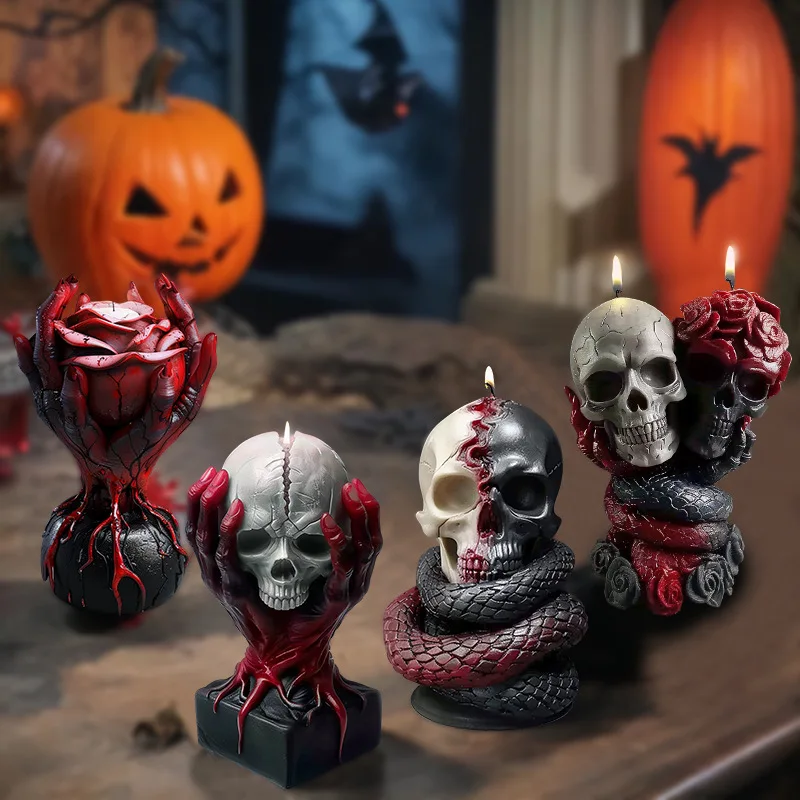 Форма в виде черепа и свечи силиконовая форма для Хэллоуина сделай сам змеи Новая