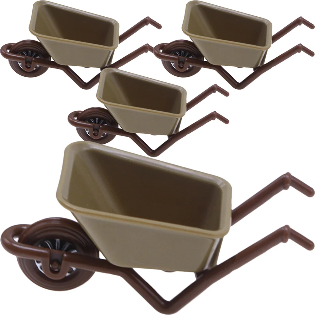

4 Pcs Garden Toys Desktop Accessories Simulated Cart Ornament Mini Decorative Cart Model Mini Cart Ornament Miniture Decoration