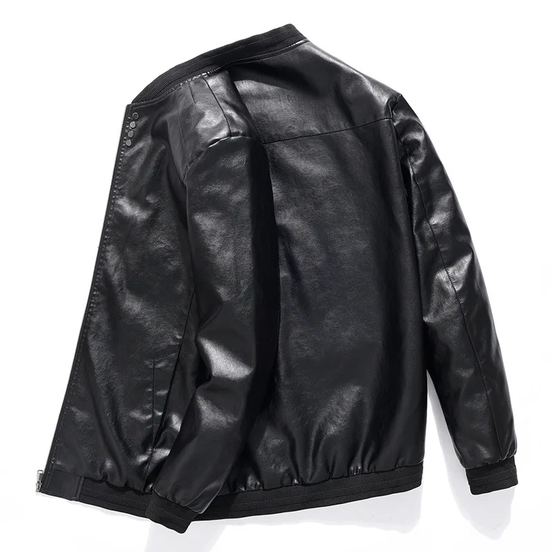 Spring and Autumn Men's Fat Leather Coat Jacket plus Size Plus size Motorcycle Outerwear Lard-bucket PU Loose Fashion...