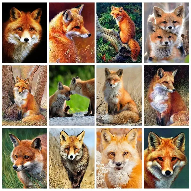 

RUOPOTY Diamond Painting Animal Fox Full Round/Square Home Decoration Diamond Embroidery Mosaic Picture