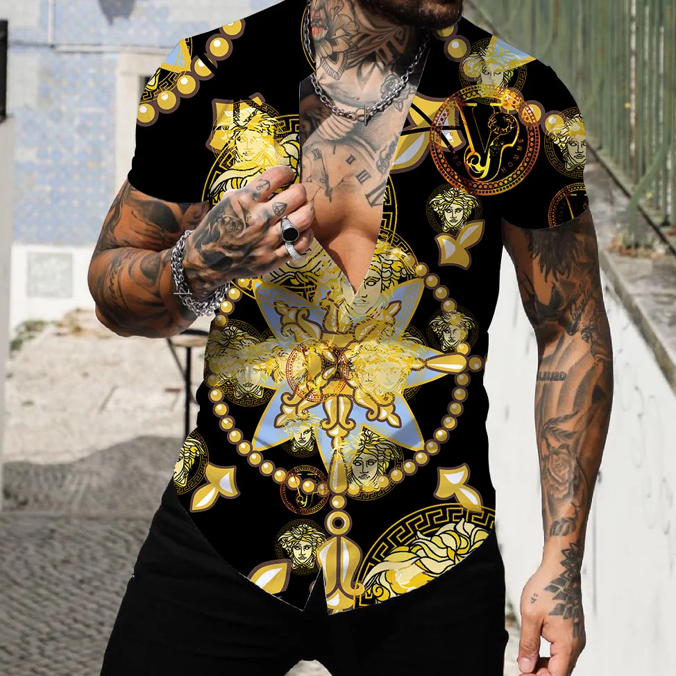 Рубашка мужская с воротником лацканами короткий роскошный топ для выпускного