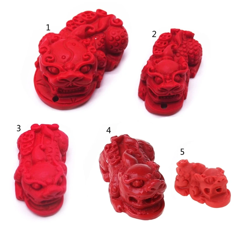 Натуральная киноварь ручной работы Pixiu Шарм Бусины Счастливый Амулет Кулон