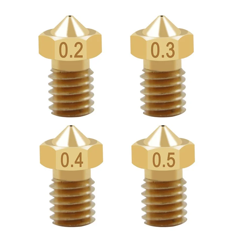 

10pcs Brass nozzle 3d printer accessories M6 thread print nozzle E3D V5 V6 for 1.75 consumables 0.1-1.0mm 3 consumables