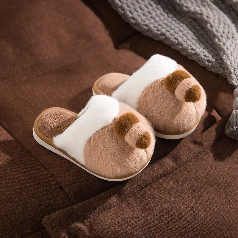 

Новинка 2022, Детские хлопковые тапочки для мальчиков и девочек, осень и зима, плюшевые теплые домашние хлопковые тапочки для малышей с мультя...