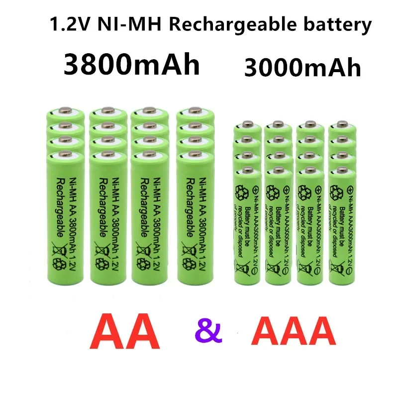 

1,2 в AA + AAA NI MH перезаряжаемая батарея AA 3800 мА/ч + батарея AAA 3000 мА/ч для планшетов, игрушек, часов, MP3-плееров, сменная никель-металлогидридная батарея