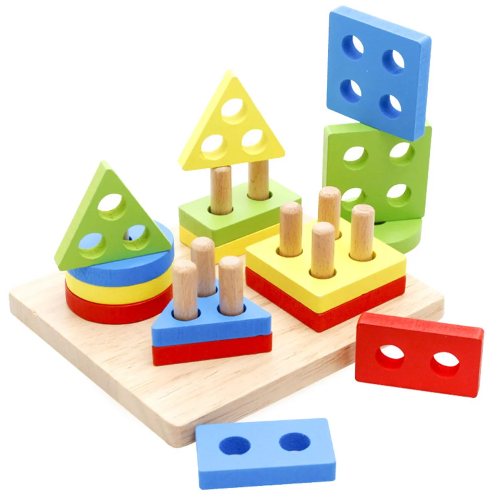 

Деревянная форма, цветная сортировка, штабелирование, геометрическая форма, головоломка, распознавание блоков, Дошкольная развивающая доска, игрушки для детей, малышей
