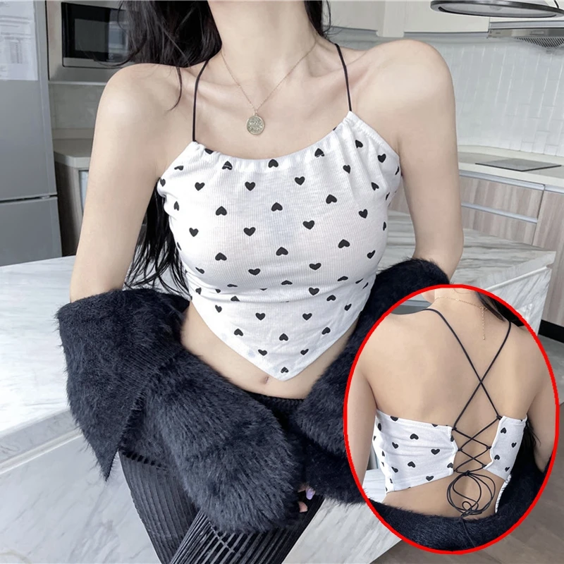 

Women's Sexy Cross Lace Up Sling Basic Bow Tie Crop Top Tanks Beach Tank Tops Party Backless Spaghetti Straps Clubwear