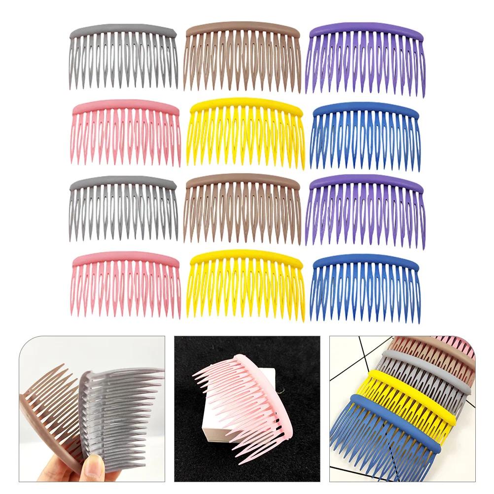 

12 Pcs Plastic Scrub Hair Comb Women's Barrettes Girls Kids Products Lady Side Combs