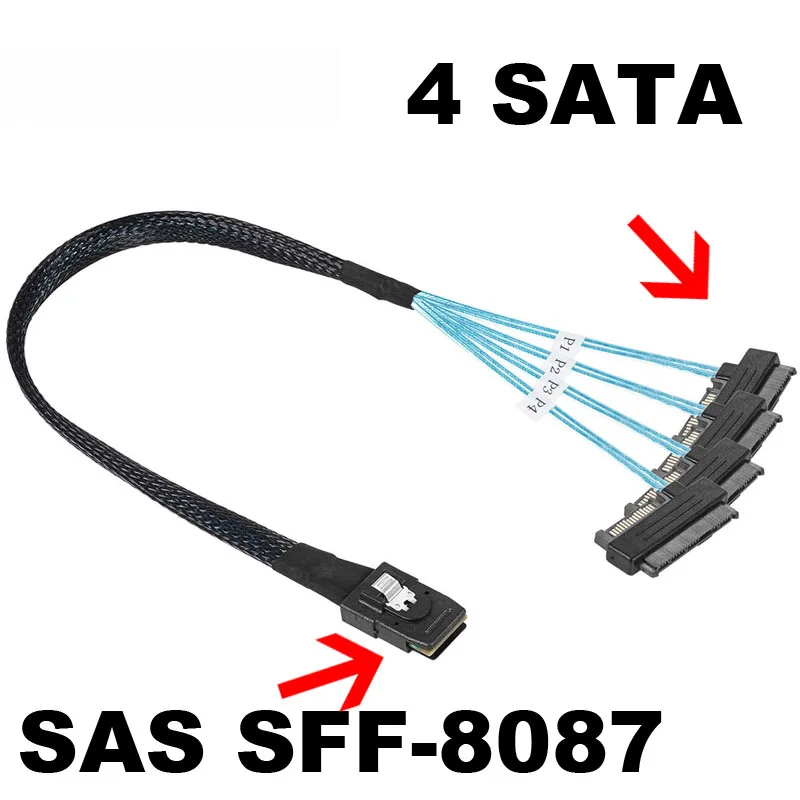 Кабель Mini SAS 36-контактный SFF-8087/SFF-8643 HD/4 ata SATA 7P 29-контактный SFF-8482 для передачи