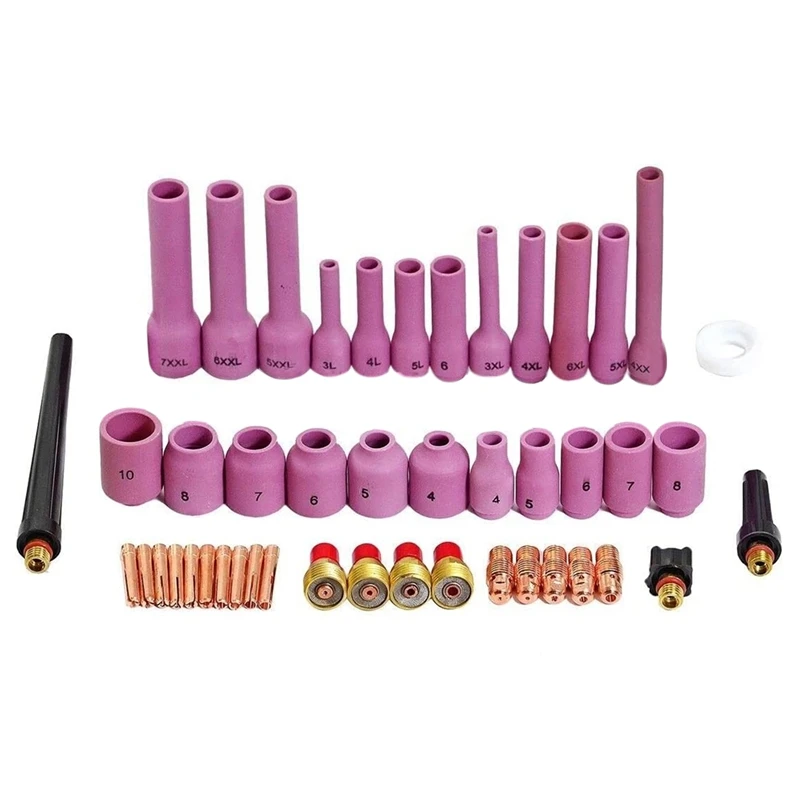

46Pcs TIG Welding Torch Stubby Gas Lens Parts Accessories For WP9 WP20 TIG Back Cap Collet Bodies Spares Kit Durable Practical