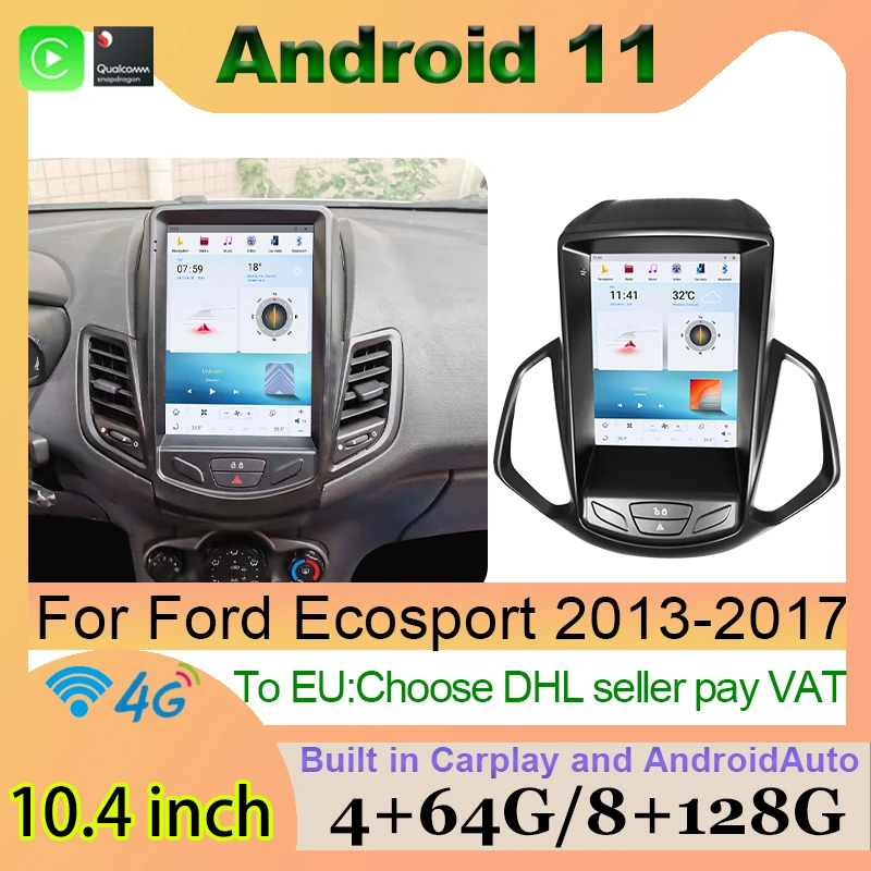 

Qualcomm Android 11 Car Multimedia Player AndroidAUTO Carplay Car GPS Navigation Head Unit For Ford EcoSport Eco Sport 2013-2017