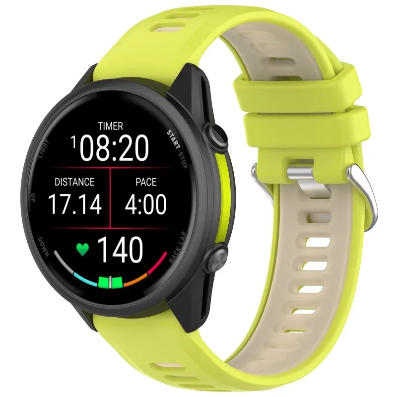Фото Двухцветный спортивный ремешок для Garmin Forerunner 970 570 47 мм 265 255 Music 965 955 Venu 3 2 Original Run Силиконовый ремешок 22 мм Ремешок для часов №5