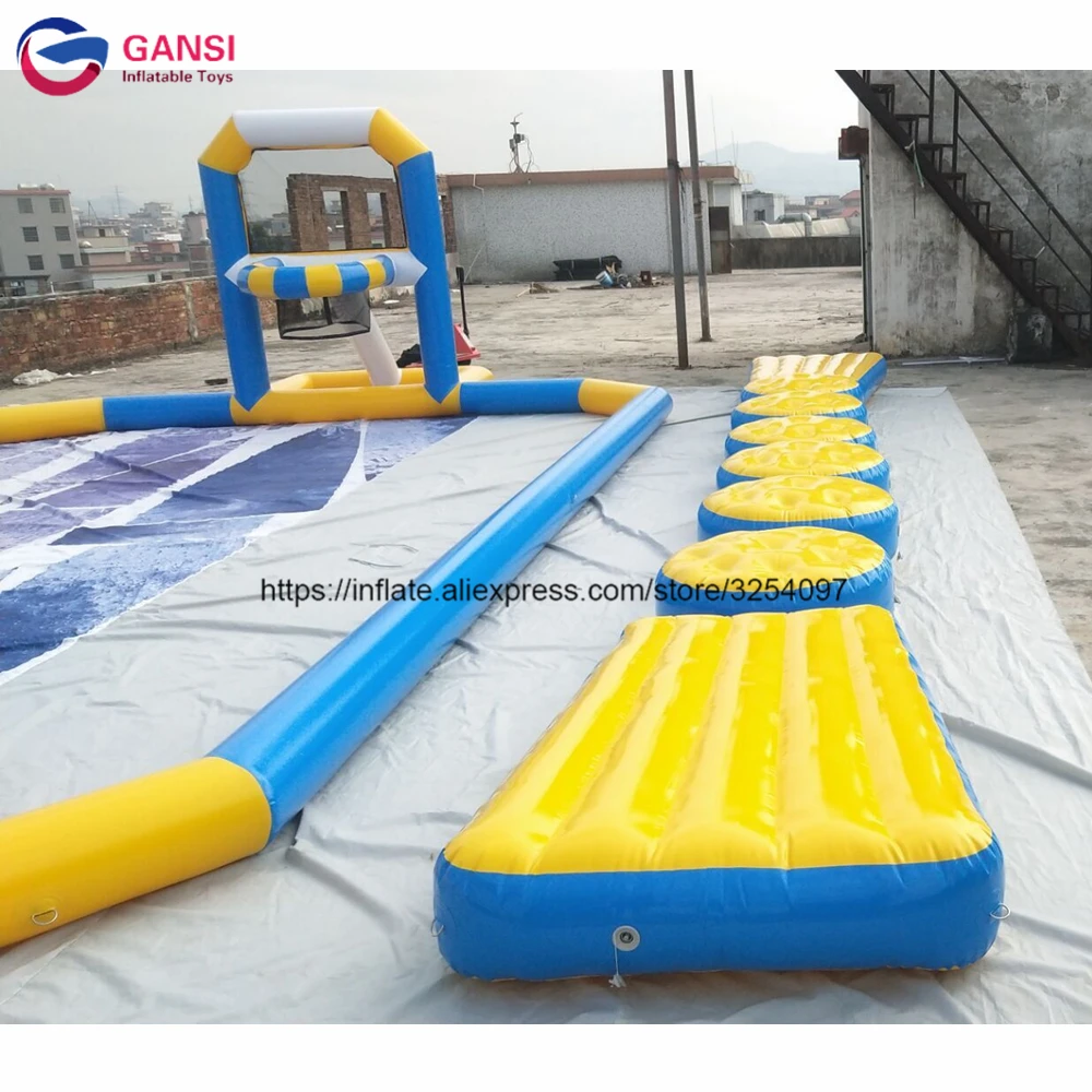 Забавный надувной водный коврик 10 м препятствия плавающий Понтонный мост с