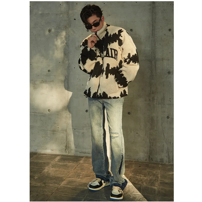 Streetwear Men 2022 New Vintage Straight Tube Splicing Recreational Jeans Simplicity Temperament Cylinder Trousers Autumn Female