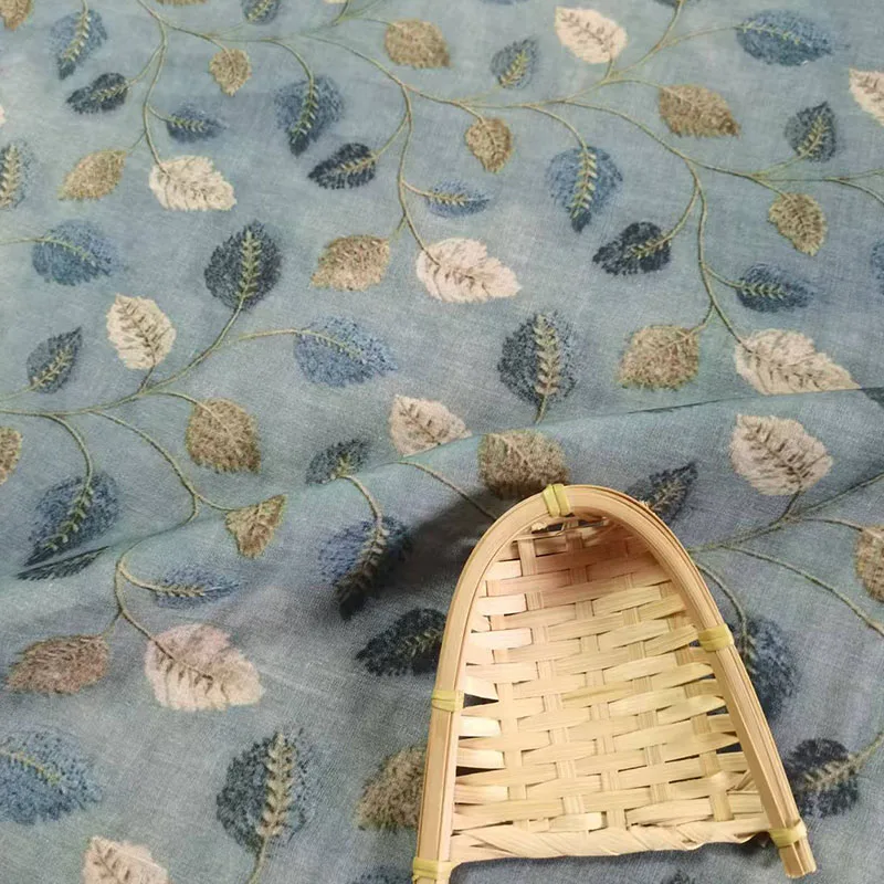 Натуральная живопись льняная ткань Рами с принтом для платья чистое летнее