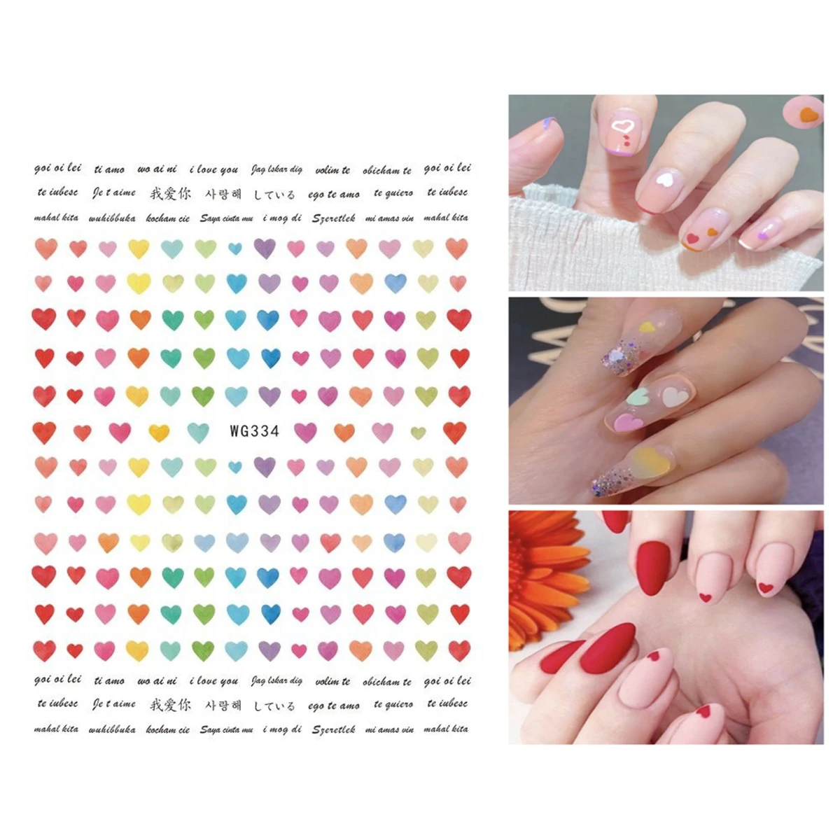 

10PCS Valentine's Day Collection Nail Stickers Bear Sexy Lips Lines Letters Nail Art Decorative Decals Nail Art Slider