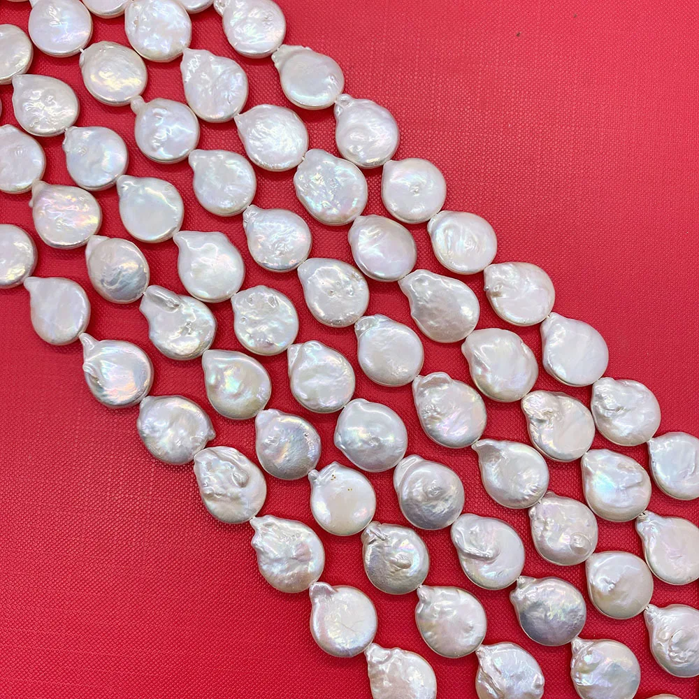 

100% Natural Freshwater Pearls White Button Pearls for Jewelry Making DIY Elegant Baroque Pearl Necklace Bracelet Gift 15-16mm