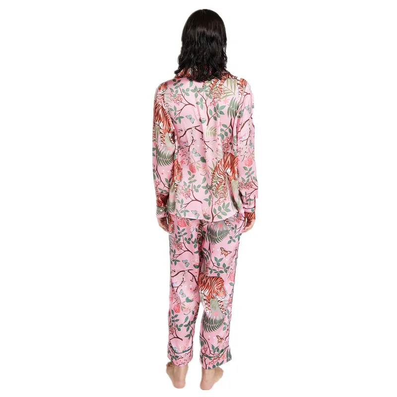 New Designer Pajama Set Tiger Blossom Silk Pyjamas Women's Satin Pajamas Set Women's Sleepwear Dropshipping