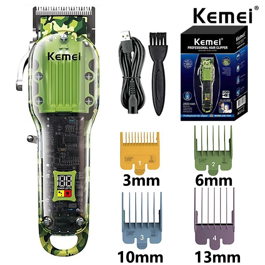 

Профессиональная машинка для стрижки волос от Kemei, мужской Аккумуляторный триммер для волос с USB-зарядкой