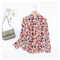 2022 spring and summer new silk pullover shirt womens fashion decor loose mulberry silk long sleeve t shirt versatile