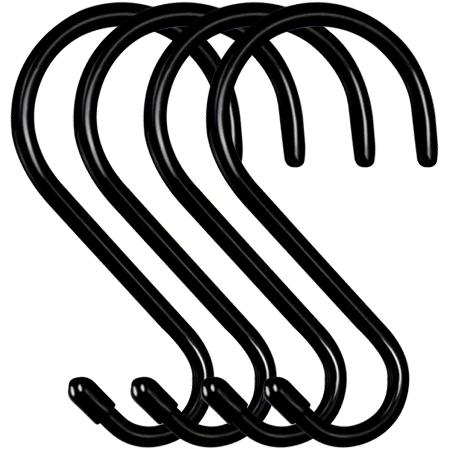 

4 Pack Large Vinyl Coated S Hooks 6 Inch Non Slip Heavy Duty S Hook for Hanging, Steel Metal Rubber Coated Closet Hook
