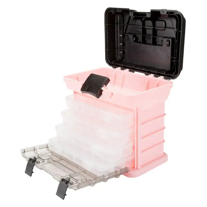

Portable Tool Box with Drawers - Small Hardware Organizer (Pink)