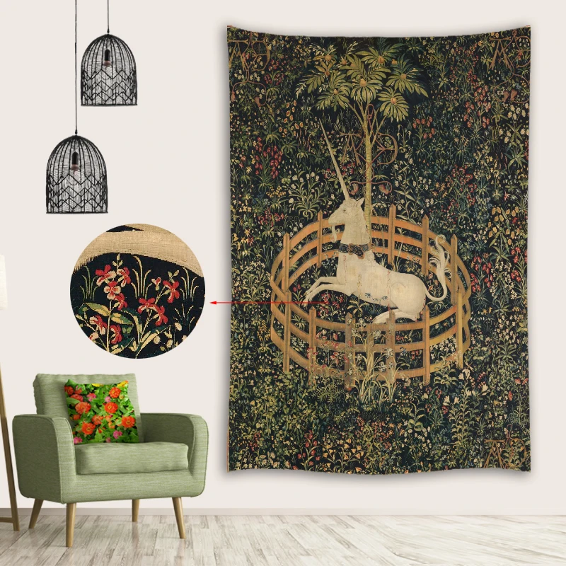 Гигантская леди и Единорог в плену гобелен средневековые гобелены настенная