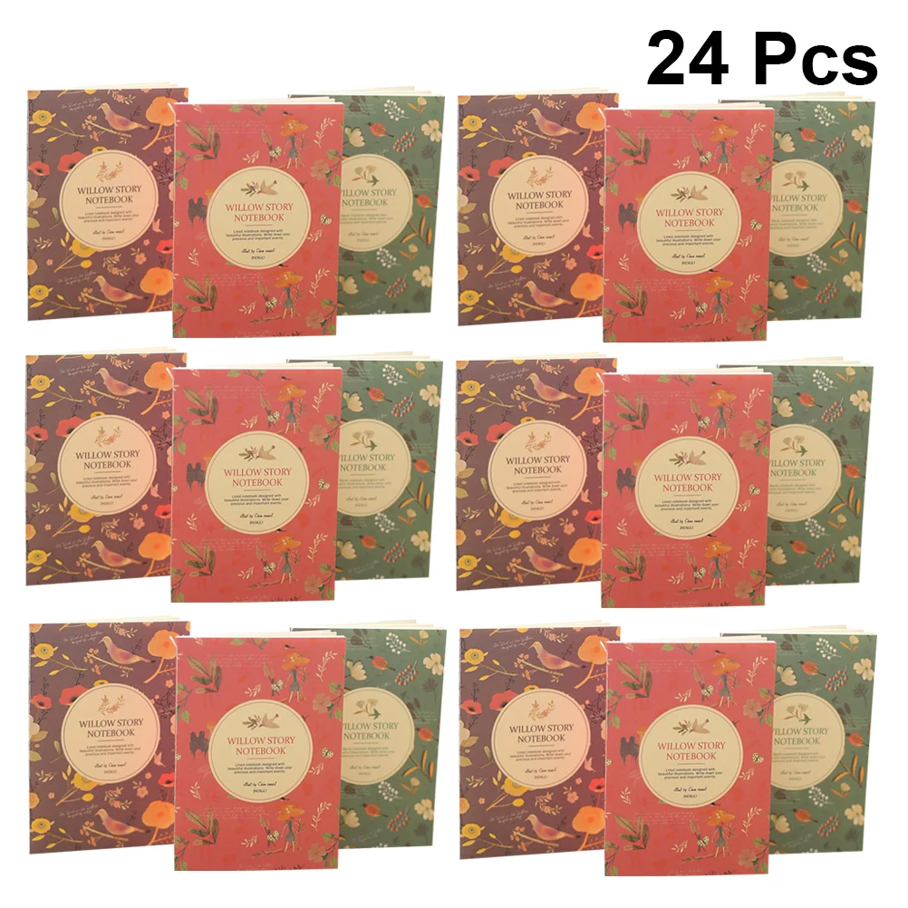 

24 Pcs Notepad Mini Notebook Carry Graffiti Stationery Gift Flower Pattern Pocket Writing Diary Travel
