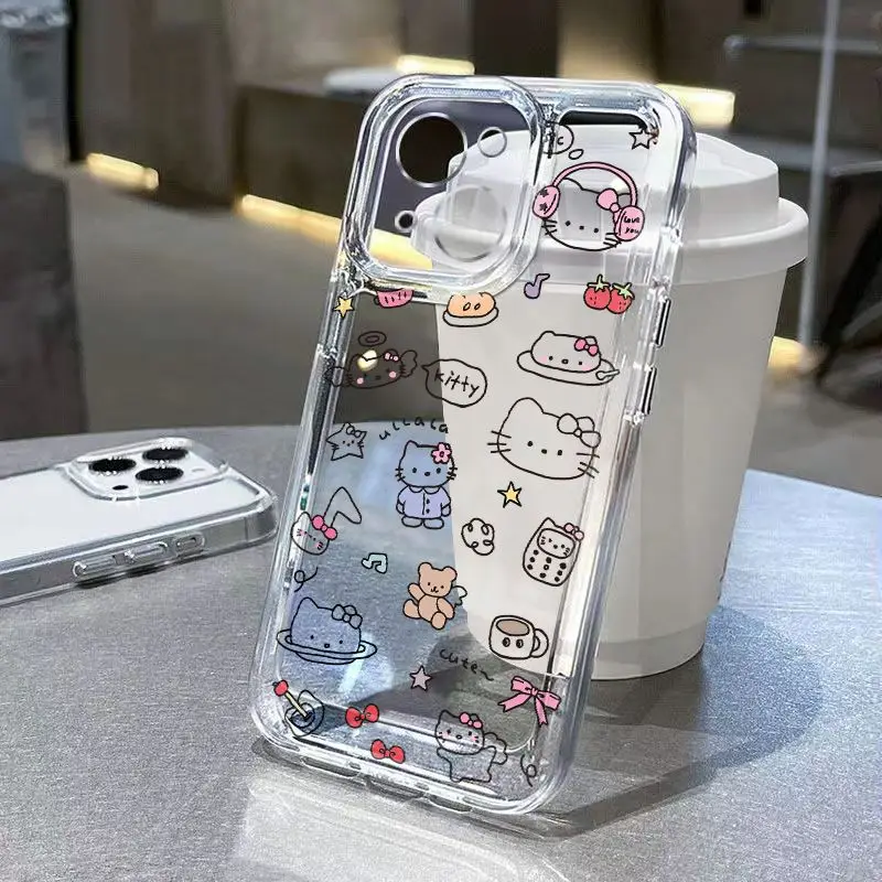 Sanrio Hello Kitty милый чехол для телефона iPhone 16 15 14 13 12 11 Mini Pro Max X XR XSMax 7 8 Plus SE20 прозрачный