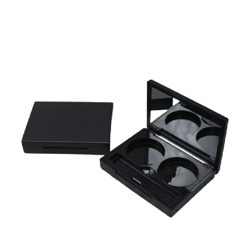 

2 Grids Eyeshadow Palette Matte Black Eye Makeup Storage Box Concealer Compact Girl Blusher Glitter Eyeshadow Dish with Mirror