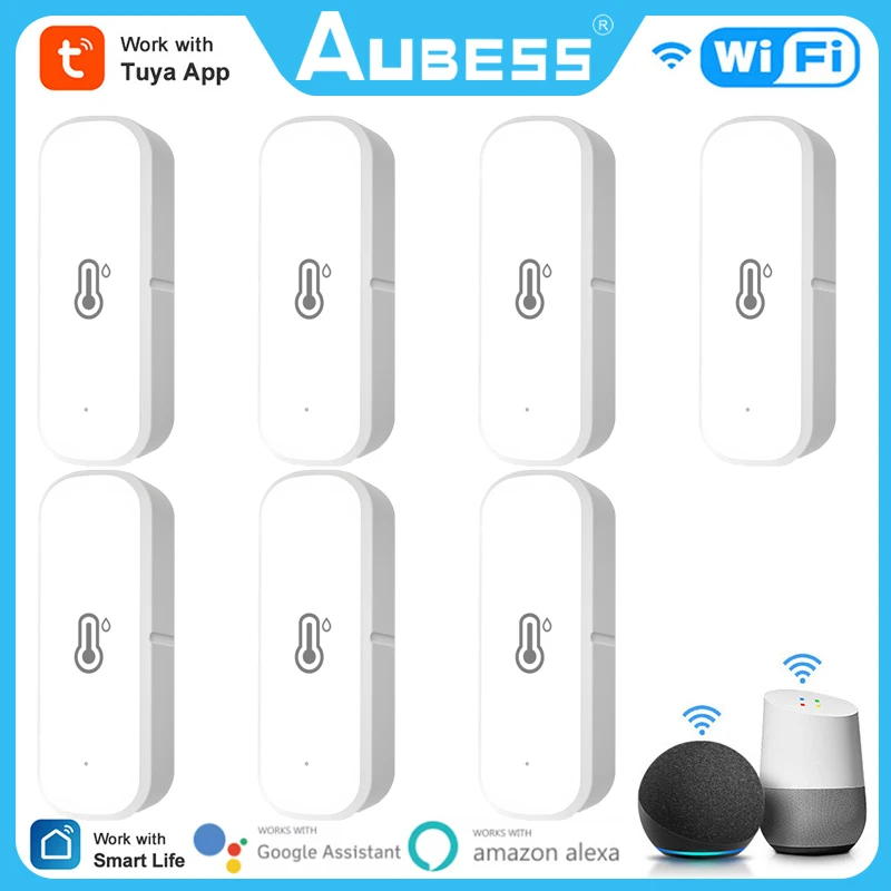

Датчик температуры и влажности AUBESS Tuya Wi-Fi, домашний подключенный термометр, совместим с Smart Life, Alexa, Google Assistant