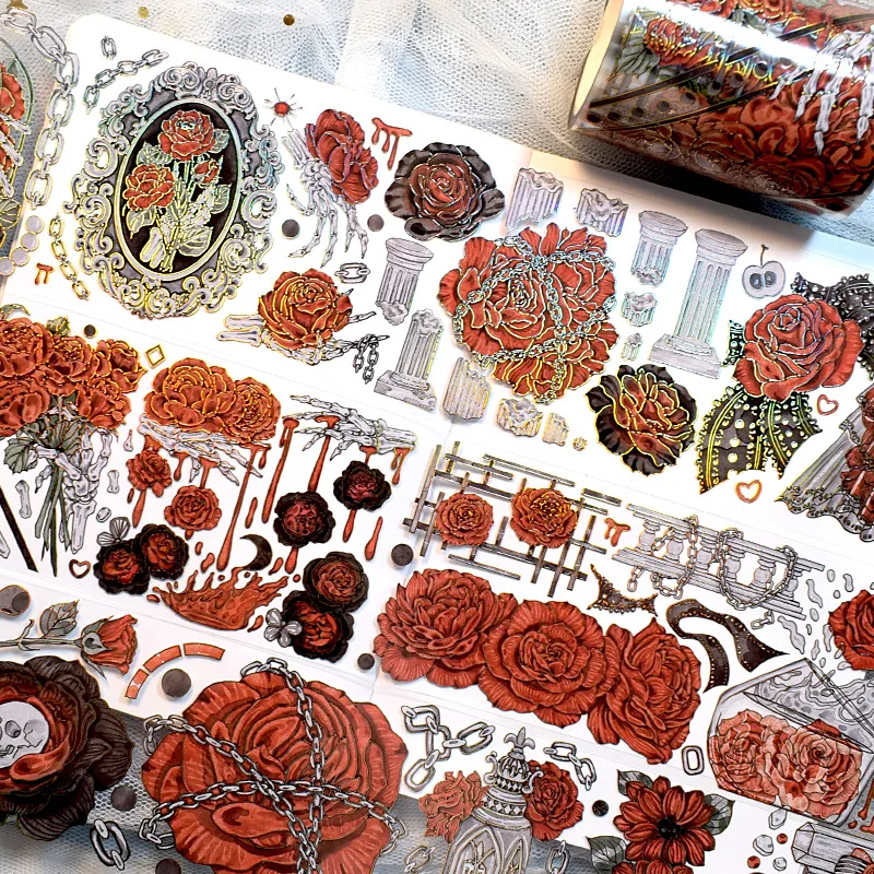 

Shell light dark hand tent tape Laser gilding waterproof PET collage decorative materials Handmade DIY hand tent tape