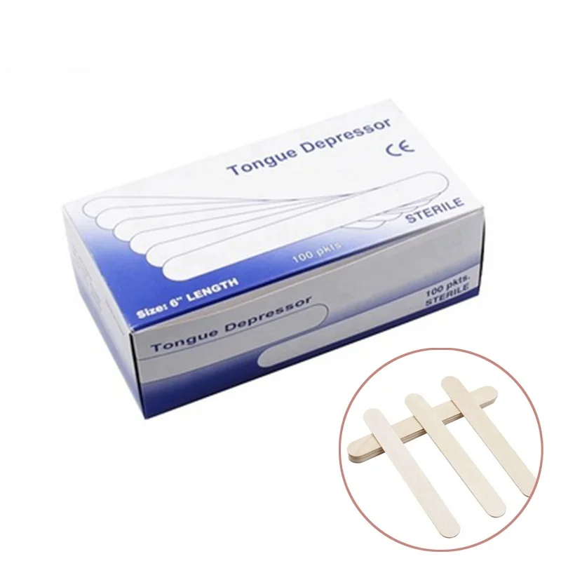 

50pc 100pcs/lot Disposable Wooden Waxing Wax Tongue Depressors Sterilized Individually Paper Packing Tattoo Accessories Supplies