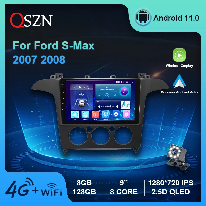 

QSZN For Ford S Max S-MAX 2007-2015 Car Radio 4G GPS WIFI Video Multimedia Player DSP Carplay+Auto 8 Core Android 11 Head Unit