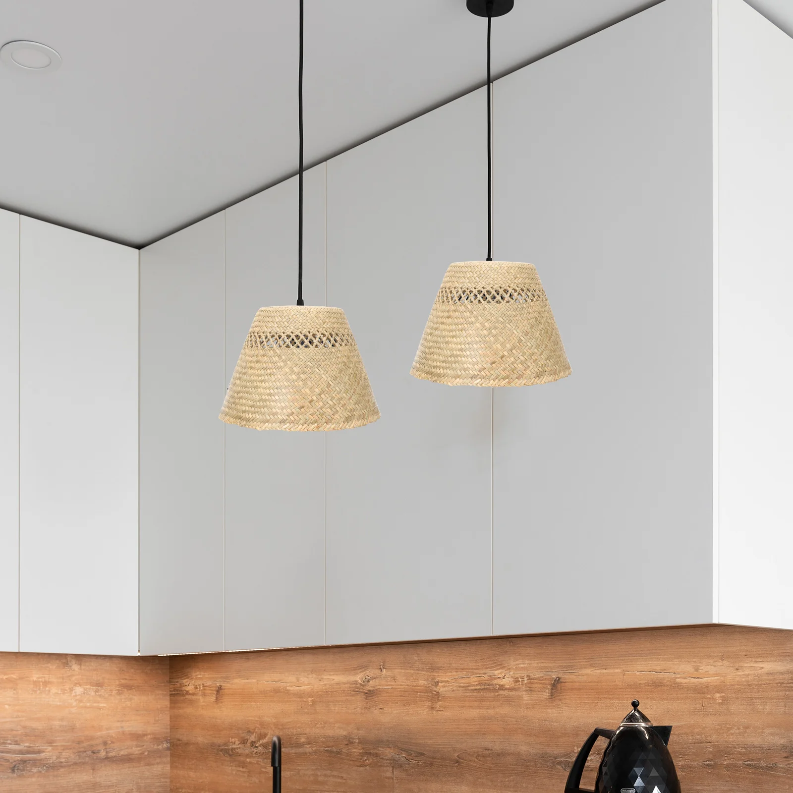

Lamp Shade Light Lampshade Pendant Rattan Fixture Cover Chandelierwicker Hanging Woven Seagrass Drum Lights Basketshades Covers
