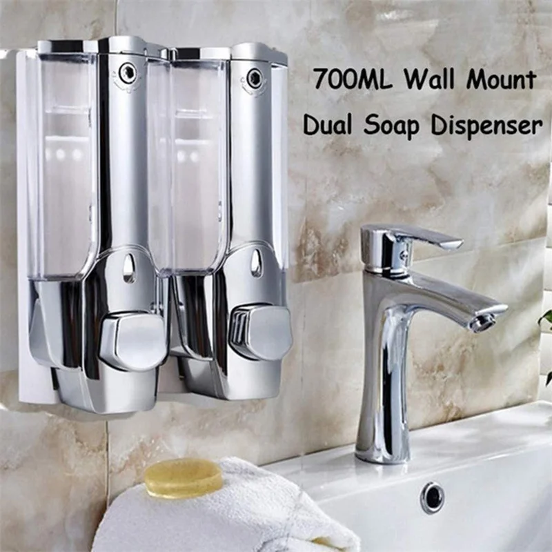 

700Ml Shampoo Dispenser Wall Mount Shower Bath Manual Shampoo Dispenser Square Liquid Soap Container Bathroom Accessories