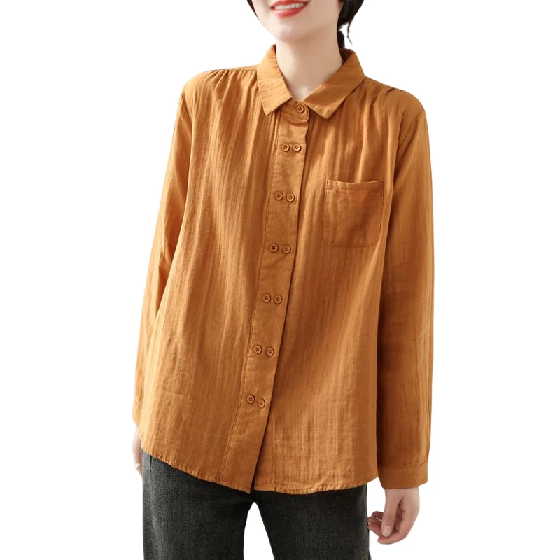 Женская рубашка с отложным воротником Повседневная блузка свободного покроя