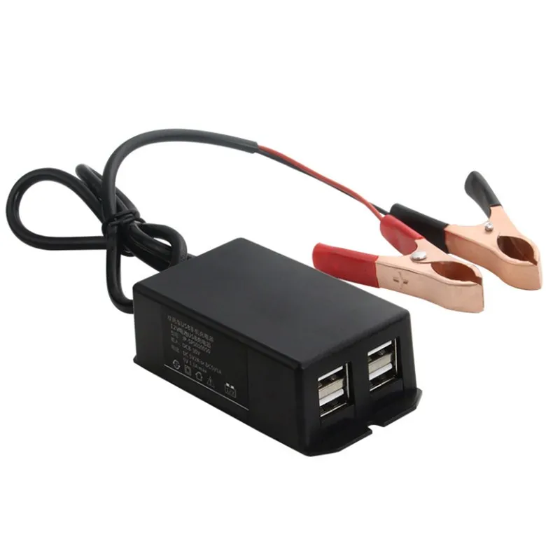 

12-24 В 5 в 3 А USB зарядное устройство адаптер питания с зажимом для батареи 3 порта для мотоцикла