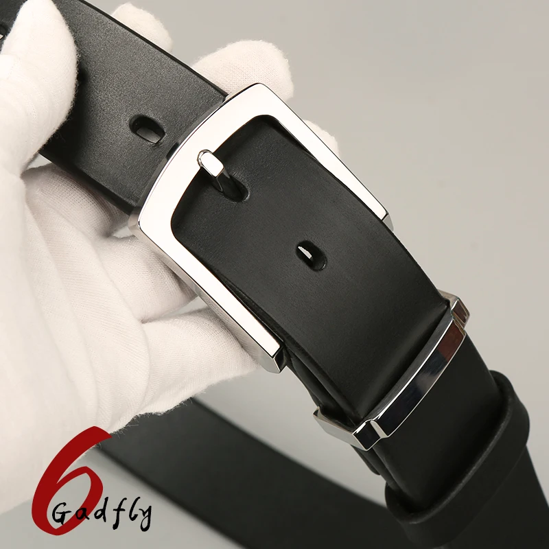 Men's High Quality Genuine Leather Belts Solid Stainless Steel Belt Buckle Japan Tochigi leather  Pure handmade belt