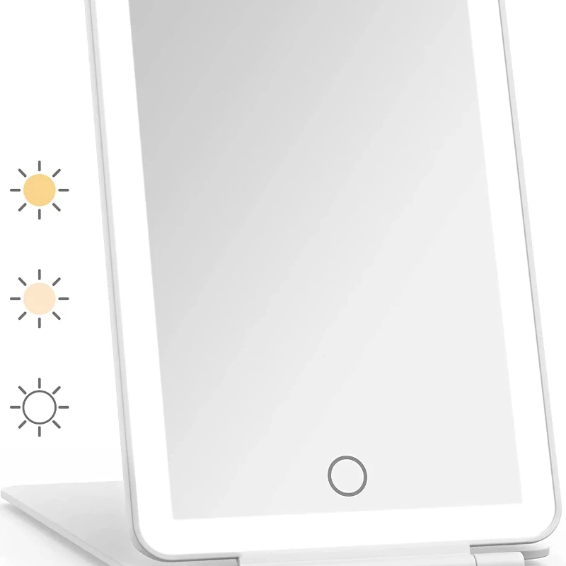 

Folding Travel Lighted Makeup Mirror with 3 Colors Light Modes USB Portable 7.9 in Touch Screen