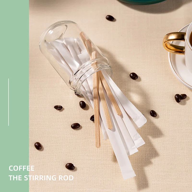 100 шт. одноразовые деревянные мешалки для чая и кофе