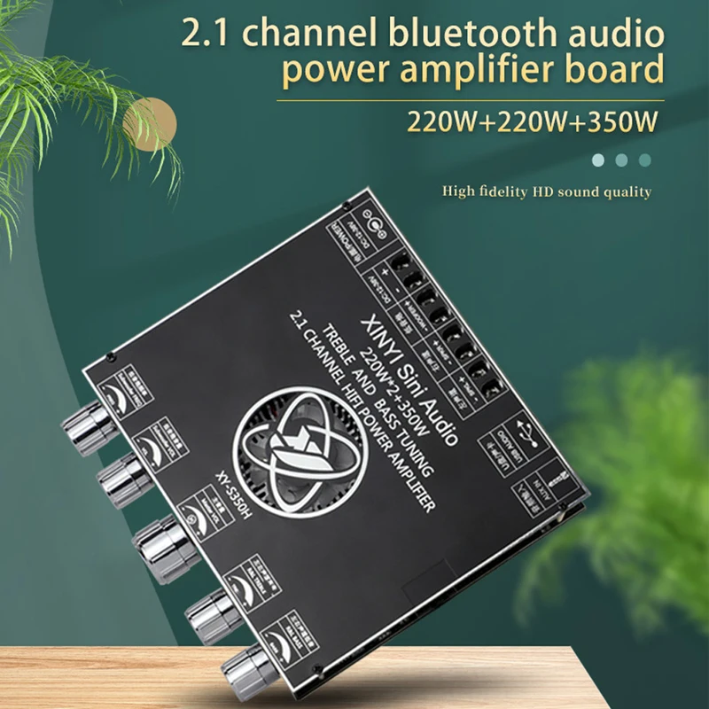 

2*220W+350W TPA3251 Blue-tooth Power Amplifier Board 2.1 Ch Class D USB Sound Card Subwoofer Theater Audio Stereo Equalizer Amp