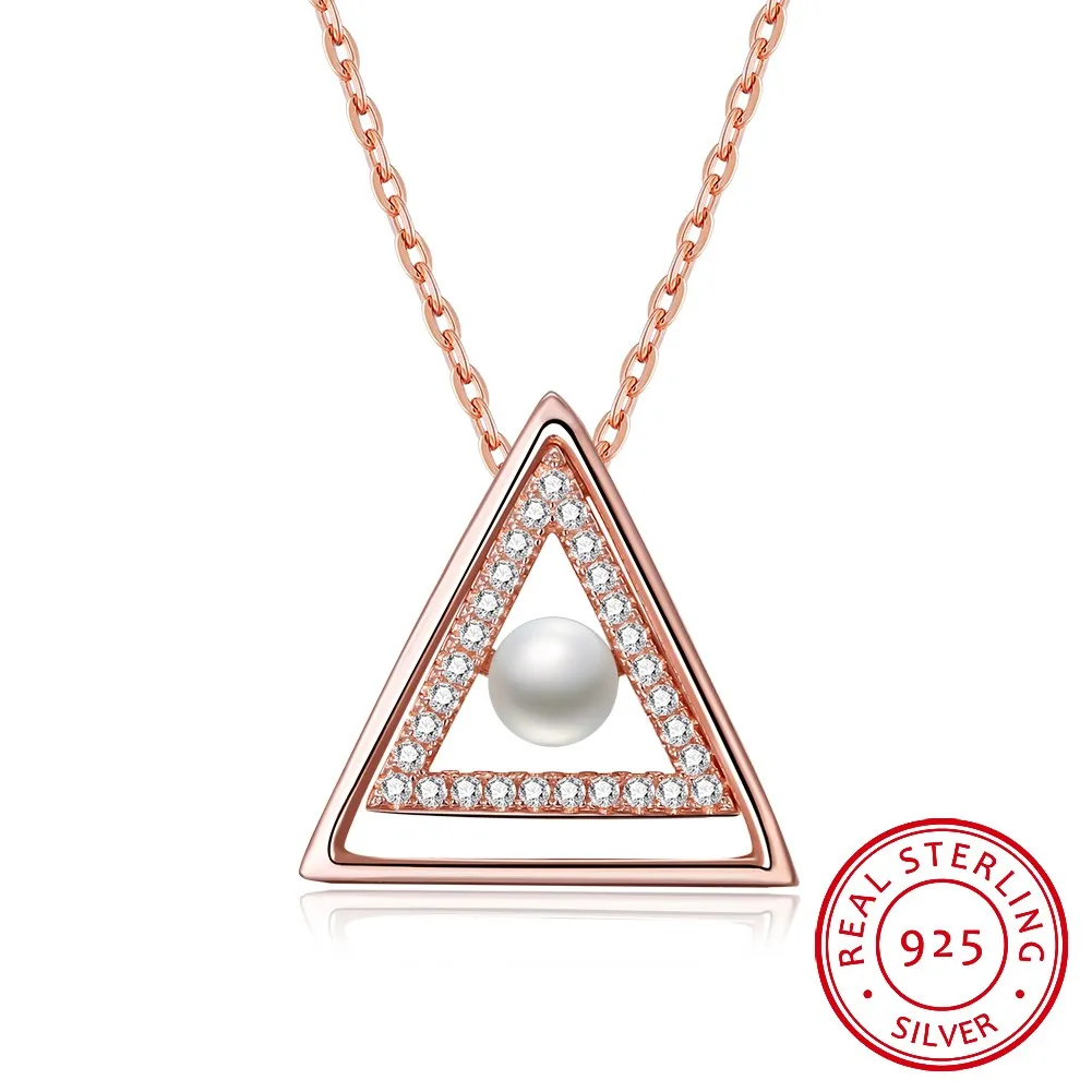 

Korean Version of Fashion Triangle Pearl Sterling Silver Necklace -SVN196