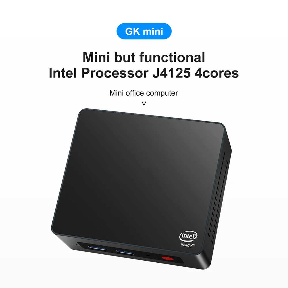 Windows 11 GKmini Mini PC Intel 4Cores Processor Gemini Lake J4125 1000M Lan Dual Band WiFi HD-MI 2* Desk Computer PK GK3 PRO