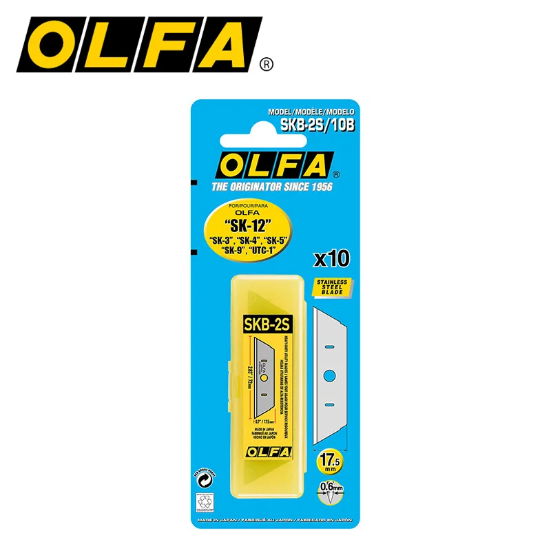 

OLFA SKB-2S/10B Stainless Steel Spare Blade 10pcs Washable Trapezoid Safety Blades for SK-12 SK-3 SK-4 SK-5 SK-9 UTC-1 Cutter