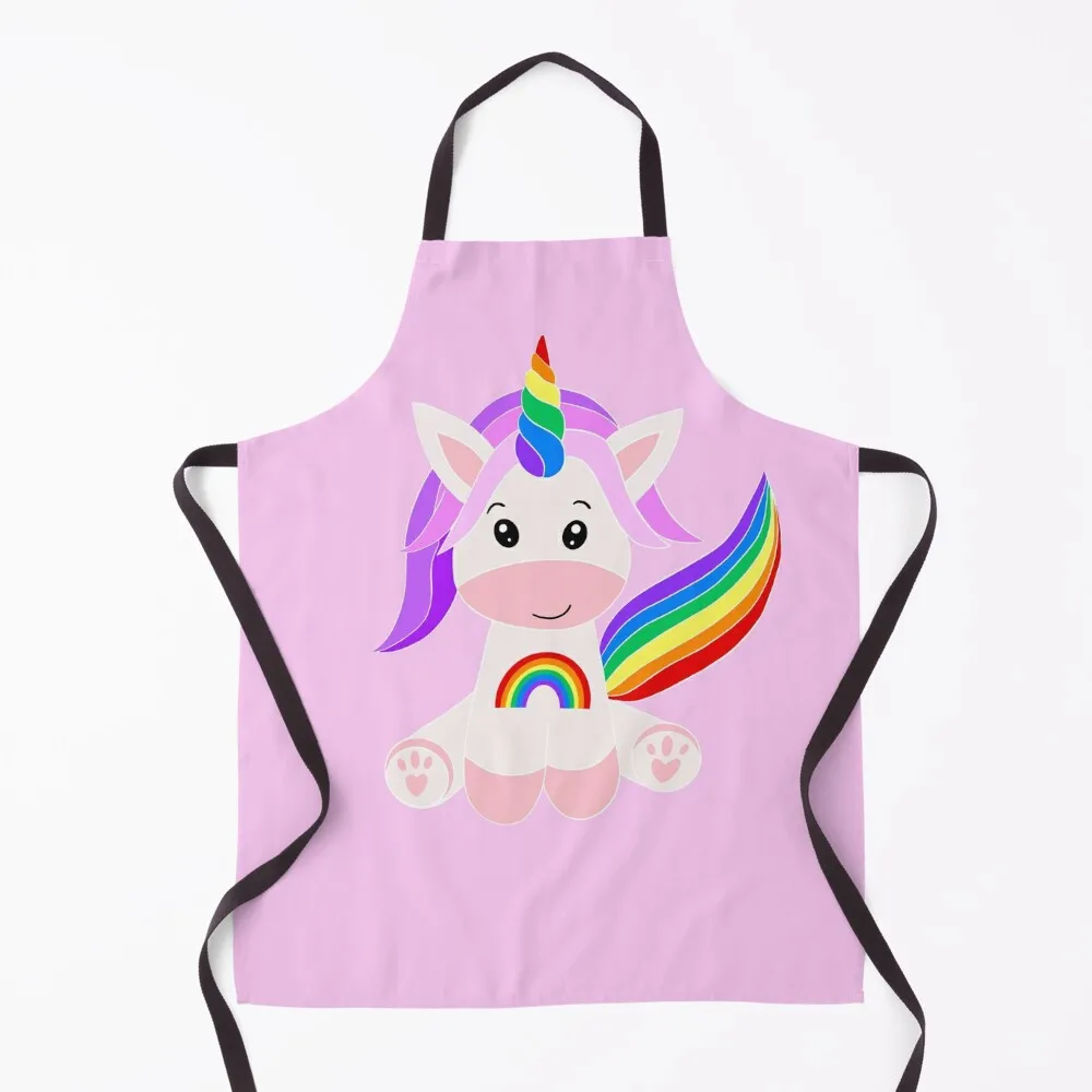 Милый фартук с радужным единорогом водонепроницаемый кухонный для женщин и