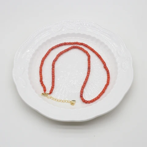 1 шт., женское ожерелье из бисера, красный коралл