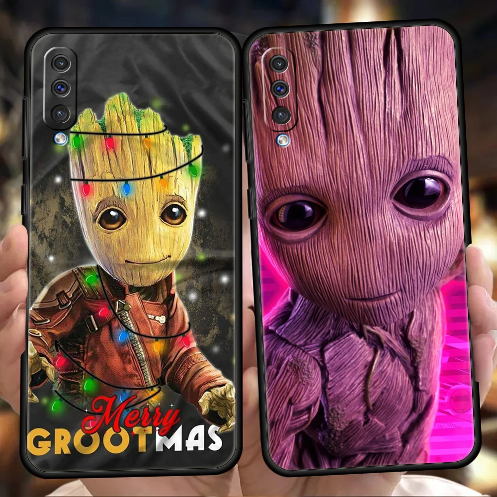 

Disney Groot Cute Phone Case For Samsung Galaxy A53 A73 A33 A23 A13 A12 A22 A02 A50 A70 A20 A10 A20S 5G Black Silicone Cover TPU